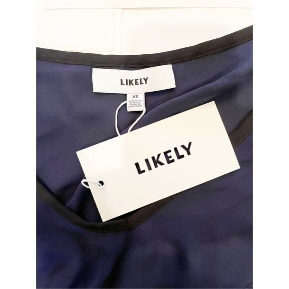 NWT Likely Sloane Top Navy Blue Size XS Tiered Sleeve Cropped - Picture 5 of 7